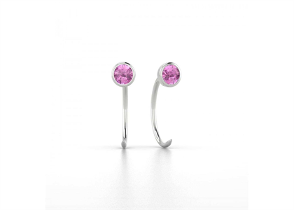 Rhodium Plated Gemstone Stud Earrings
